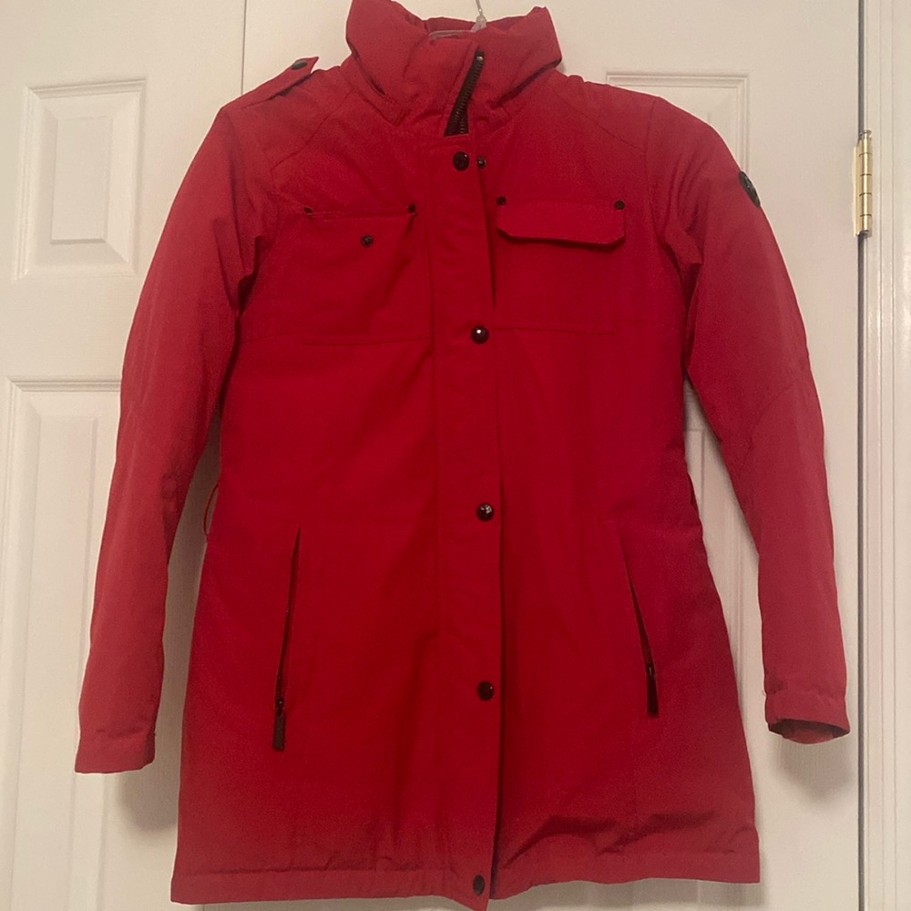 Michael Kors red winter jacket with fur hood